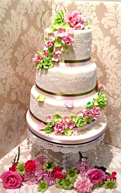 Floral Cascade Wedding Cake - Cake by mike525
