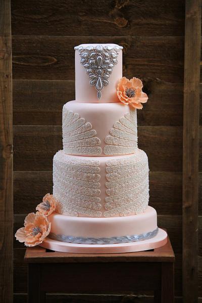 peach wedding cake - Cake by beth