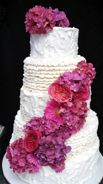 Fuschia Flowers - Cake by Elyse Rosati