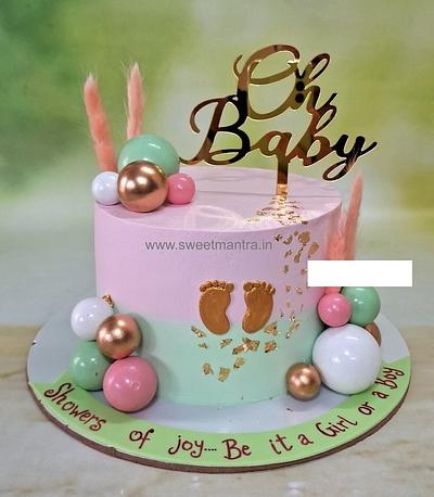 Baby Shower theme cake in cream - Cake by Sweet Mantra Homemade Customized Cakes Pune