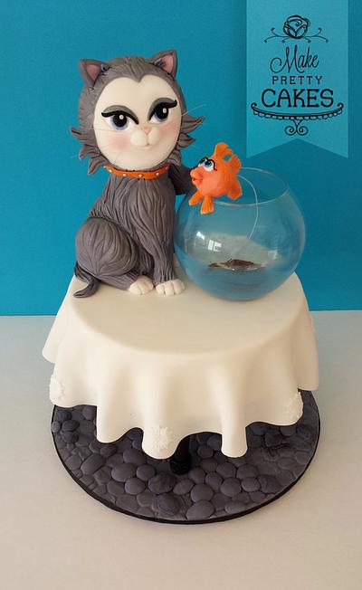 Kitten and Goldfish BFFs forever! - Cake by Make Pretty Cakes
