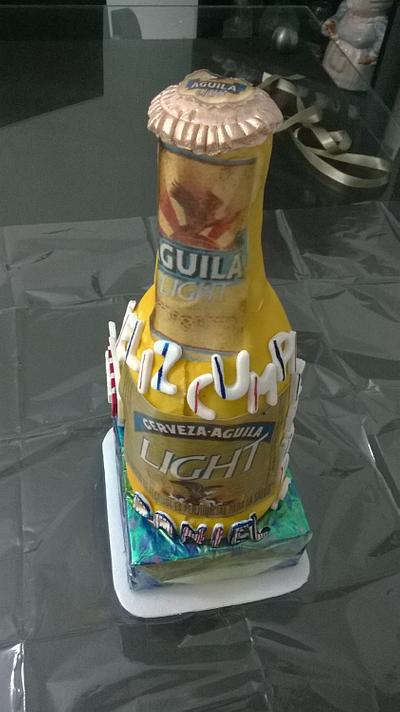 Beer Bottle Cake (Aguila Light Beer) - Cake by Arte Pastel Repostería y Pastelería