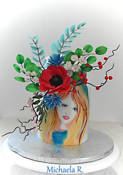 Hand painted flower lady - Cake by Mischell