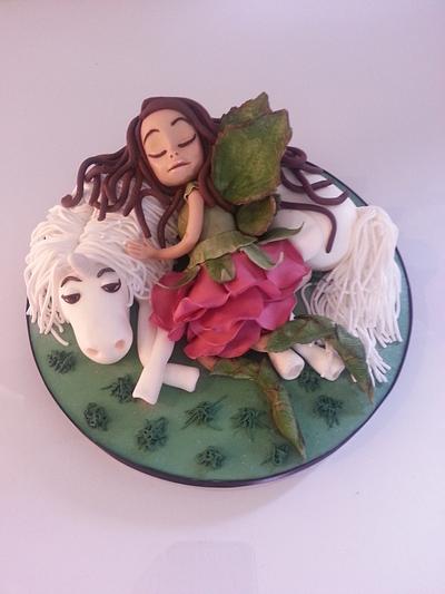 Sleeping Rose Fairy & Bob the Unicorn - Cake by Kickshaw Cakes