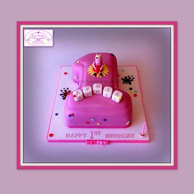 Pink Peppa Pig Number One Cake - Cake by Kays Cakes