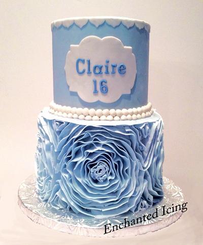 Blue Ruffle Rose for Claire - Cake by Enchanted Icing