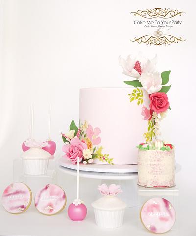Pink Floral Dessert Buffet - Cake by Leah Jeffery- Cake Me To Your Party