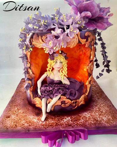 Girl and waffle flowers - Cake by Ditsan