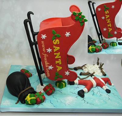 Santa crashes his sleigh! - Cake by Georgia