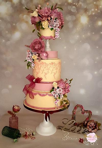 Rose Peony  Wedding Cake - Cake by Amelia Rose Cake Studio