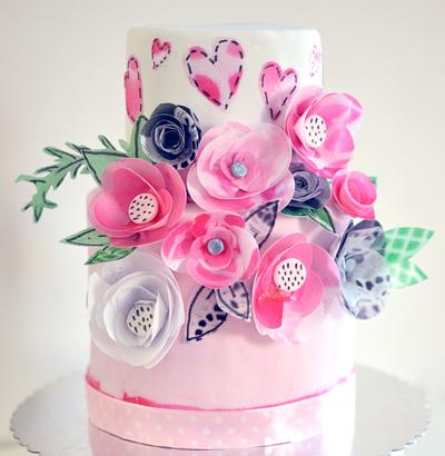 Wafer Paper Flowers Cake - Cake by Tammy Youngerwood