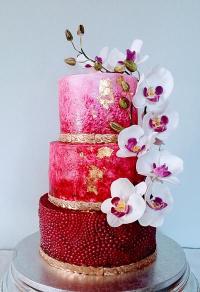 Marble cake with orchids - Cake by alenascakes