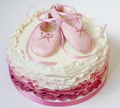 Ballet Shoes with pink ruffles - Cake by Totally Scrumptious