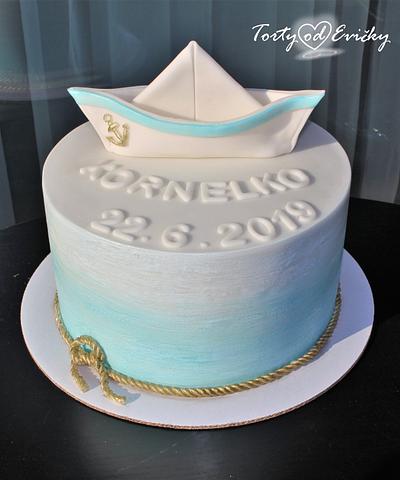 Christening cake with boat  - Cake by Cakes by Evička