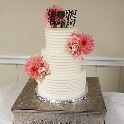Textured Buttercream with Flowers - Cake by Molly Gearhart