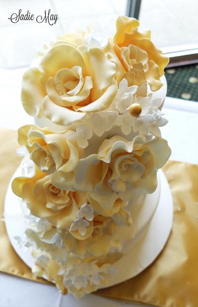 Golden Rose Wedding Cake  - Cake by Sharon, Sadie May Cakes 