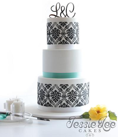 Damask Wedding Cake - Cake by Jessie lee cakes