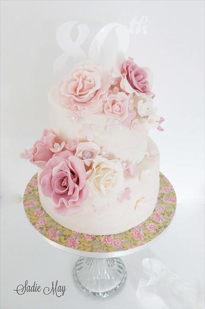 birthday cake 80th  - Cake by Sharon, Sadie May Cakes 