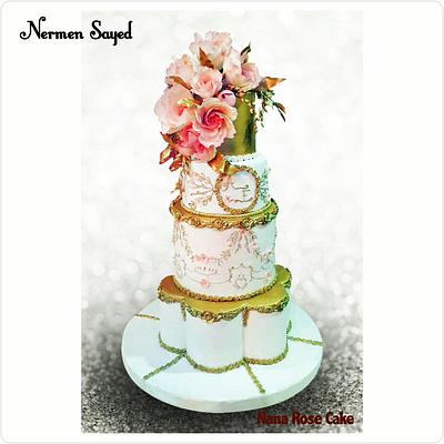 Gold and peach wedding cake  - Cake by Nana Rose Cake 