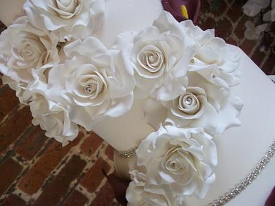 5 tier Rose Cascade Wedding Cake - Cake by Jayne Worboys