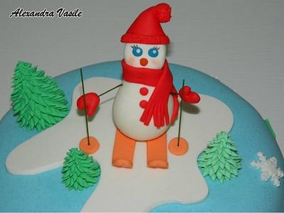Snowman skiing - Cake by alexandravasile
