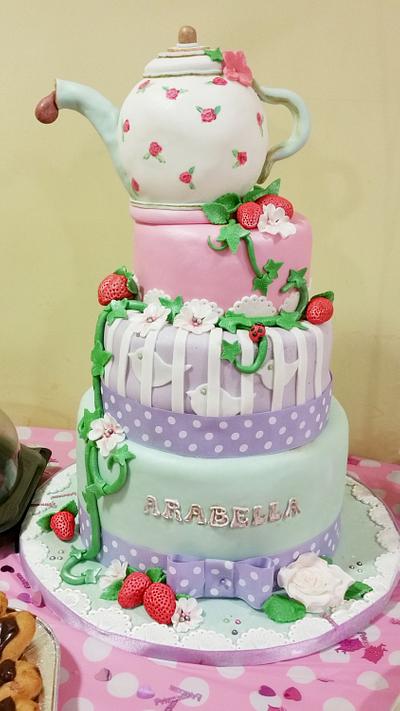 Whimsical tea party christening cake - Cake by Ashlei Samuels