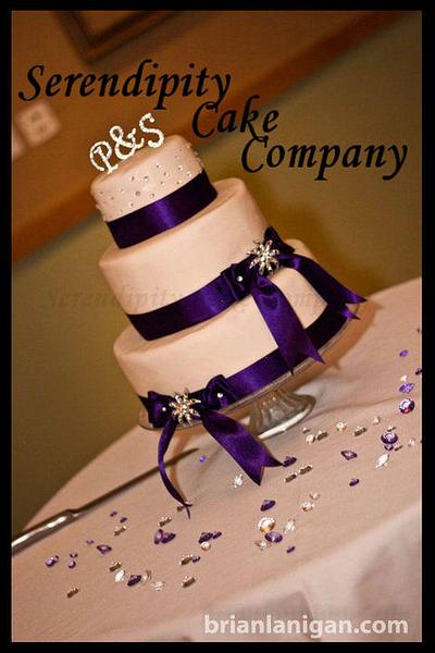 Purple and Ivory Diamante Wedding Cake - Cake by Serendipity Cake Company 