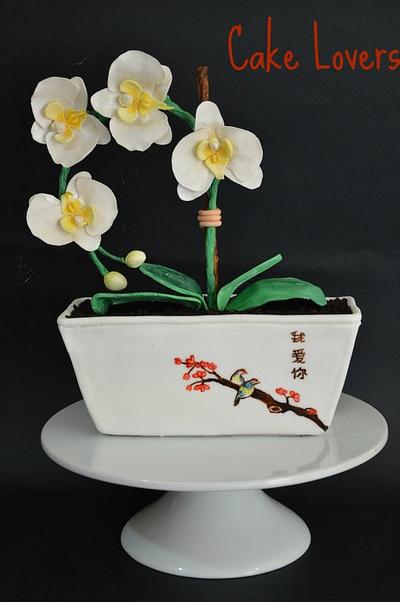 orchid chinese vase  - Cake by lucia and santina alfano