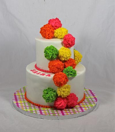 pom pom flower cake - Cake by soods