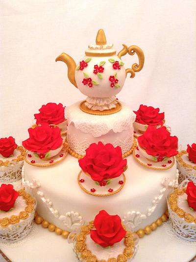 Teapot and Roses cake  - Cake by Elli Warren