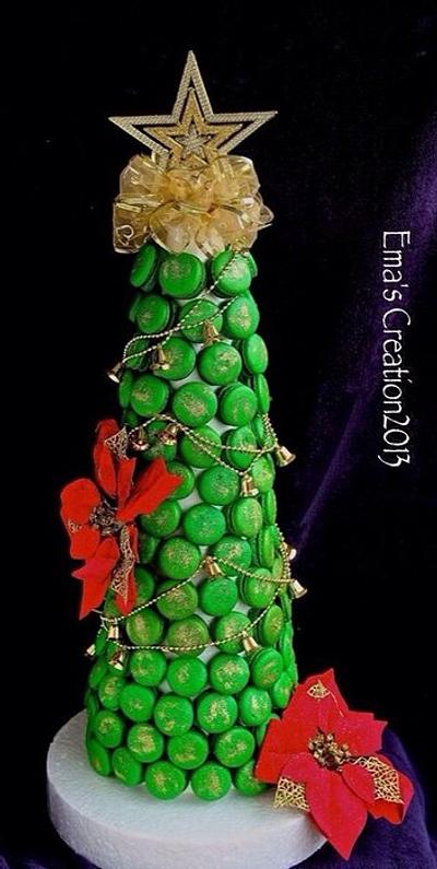 Christmas tree macaron tower  - Cake by Ema