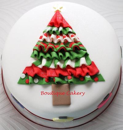 Ruffled Christmas Tree cake - Cake by Boutique Cakery