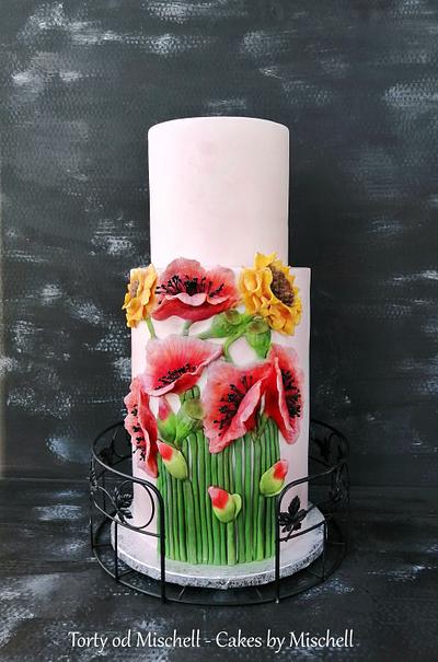 Poppies and sunflowers - Cake by Mischell