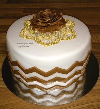 Brown and gold chevron - Cake by Vanessa