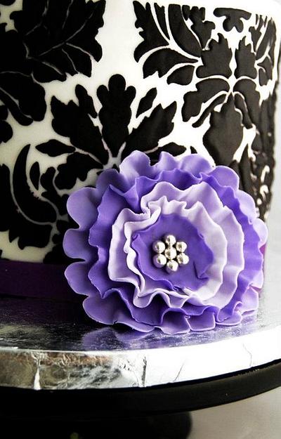 Purple Damask Rocking Horse Baby Shower - Cake by Annie