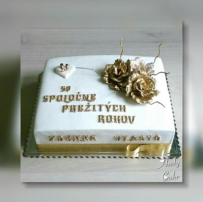 50th golden wedding anniversary cake - Cake by AndyCake