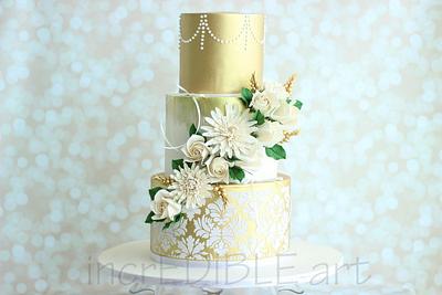 "Enchant" Gilded Wedding Cake - Cake by Rumana Jaseel