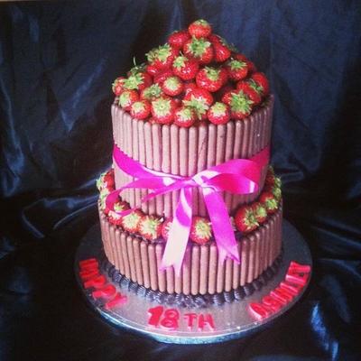 18th strawberries and chocolate cake  - Cake by Lisa sweeney 