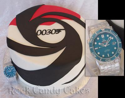 Bond Cake with Omega Watch - Cake by Rock Candy Cakes