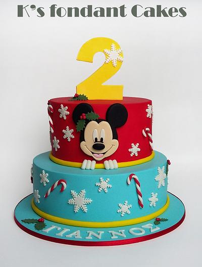 Mickey Mouse Christmas Themed Cake - Cake by K's fondant Cakes