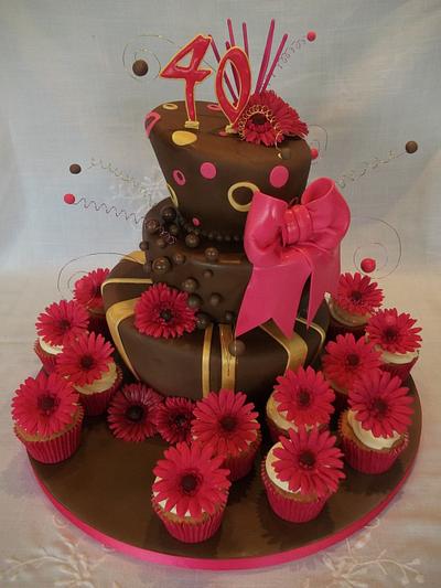 Hot Pink Gerbera Wonky Cake - Cake by Jayne Worboys