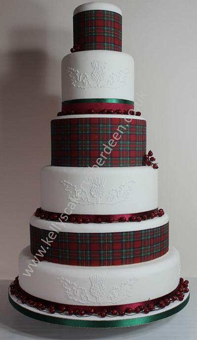 tartan thistle wedding cake - Cake by Kellys Cakery