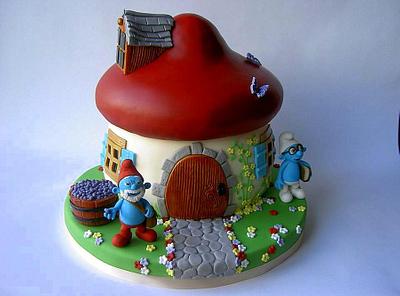 Smurf house with Brainy & Papa Smurf - Cake by Karen Geraghty