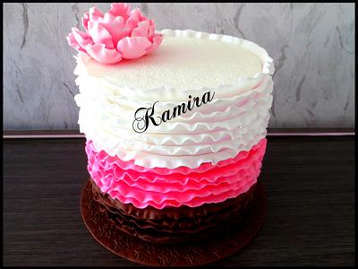 white, pink , brown - Cake by Kamira