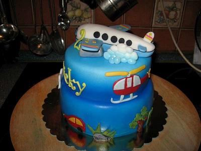 Baby cake with airplane - Cake by dorianna