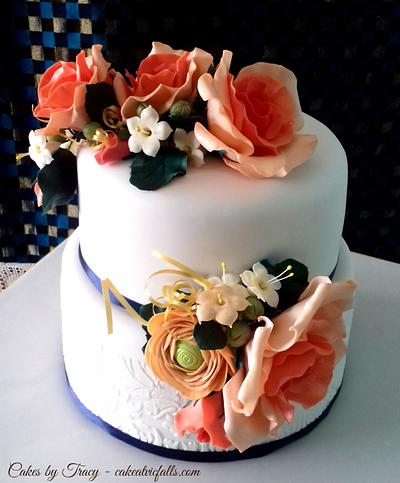 Peach Roses in Bloom - Cake by Tracy - cakeatvicfalls.com