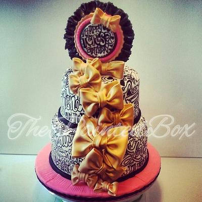 Word Play and Gold Bows - Cake by The Painted Box