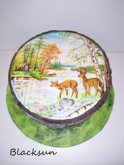 Hand painted deers - Cake by Zuzana Kmecova