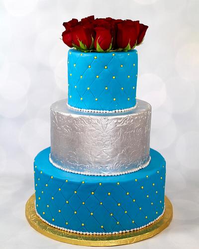 Blue and silver cake  - Cake by soods