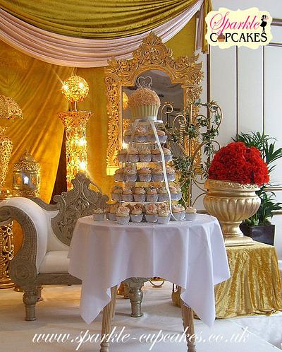 Peach & Ivory Giant Cupcake Wedding Tower - Cake by Sparkle Cupcakes